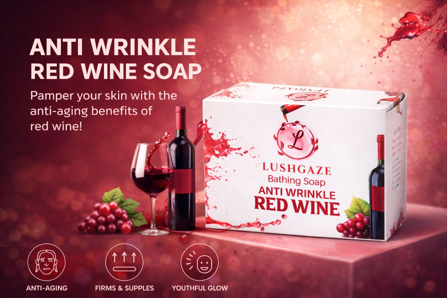 BATHING SOAP ANTI WRINKEL RED WINE